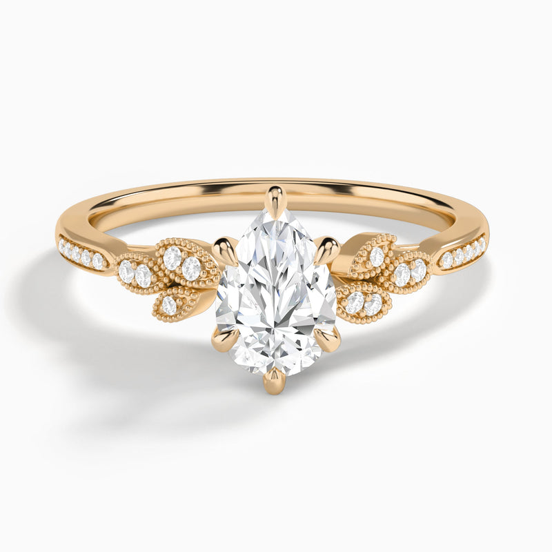 Pear Aspen Lab Grown Diamond Engagement Ring In 14K Rose Gold - Lucenjuri