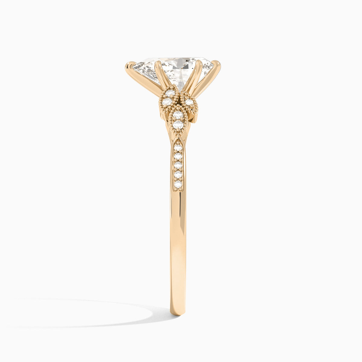 Pear Aspen Lab Grown Diamond Engagement Ring In 14K Rose Gold, Side View