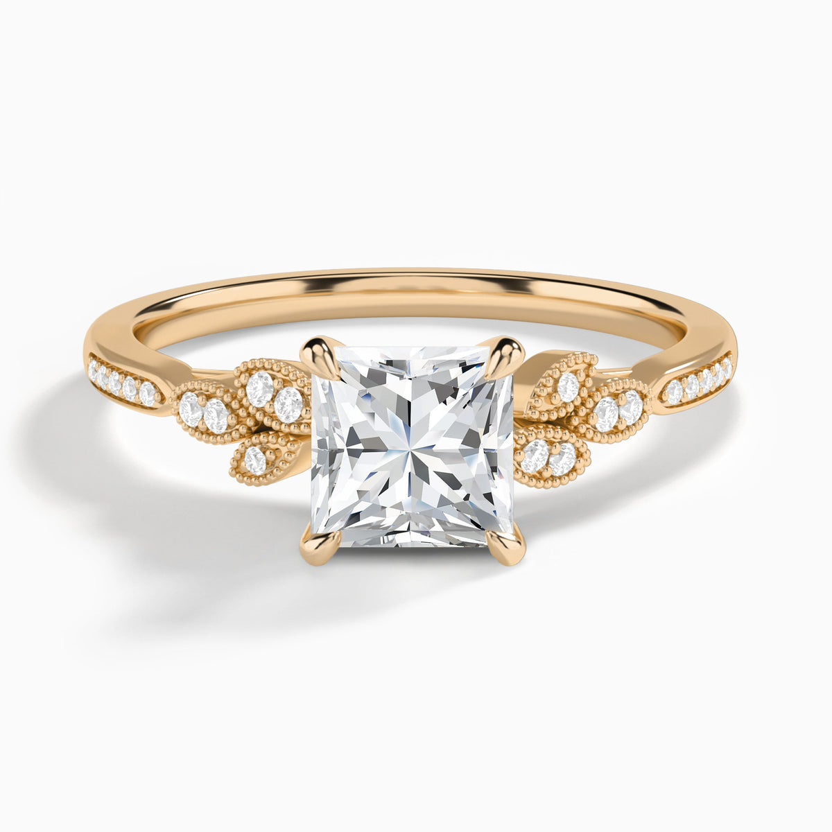 Princess Aspen Lab Grown Diamond Engagement Ring In 14K Rose Gold - Lucenjuri