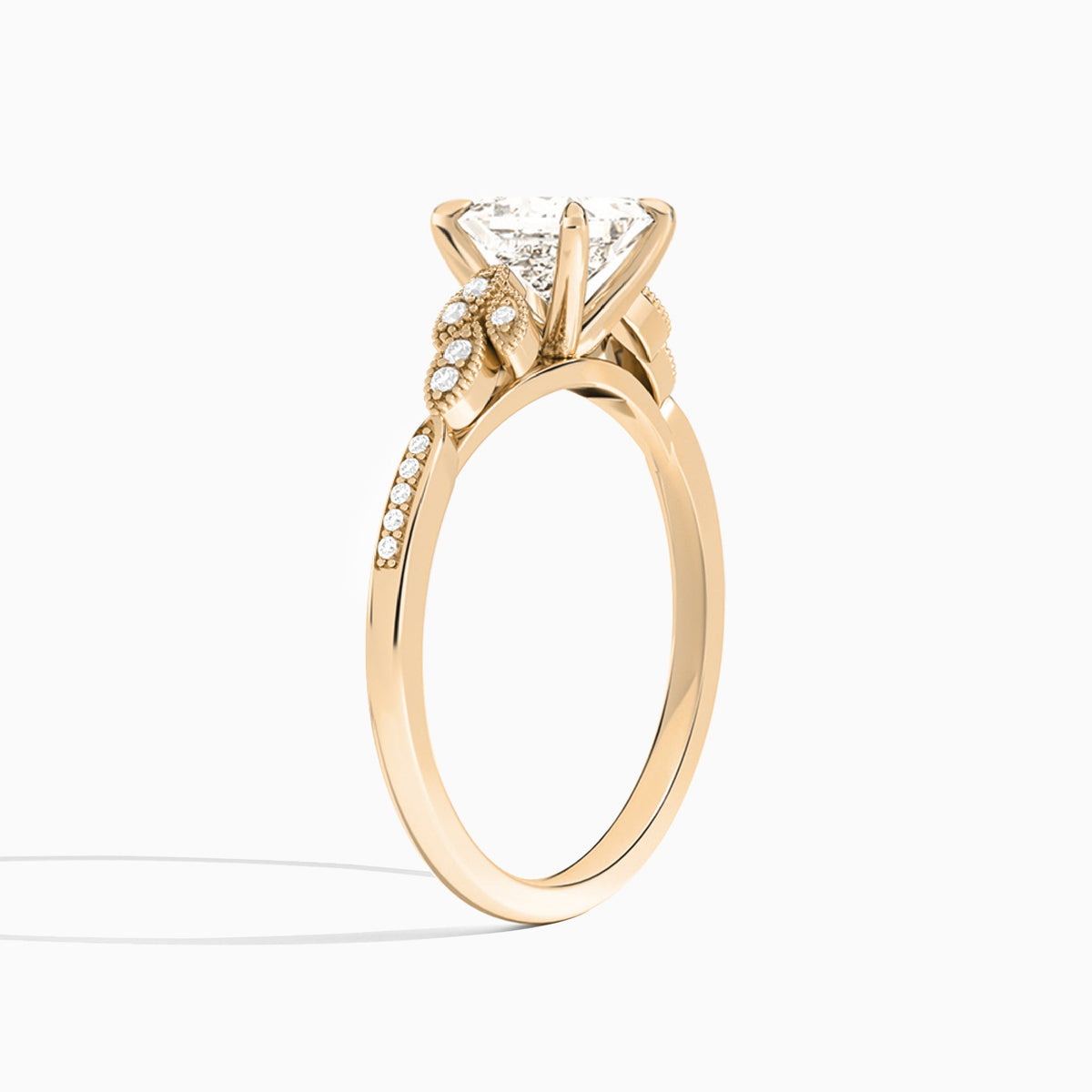 Princess Aspen Lab Grown Diamond Engagement Ring In 14K Rose Gold, Angle View