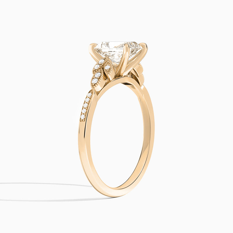 Radiant Aspen Lab Grown Diamond Engagement Ring In 14K Rose Gold, Angle View