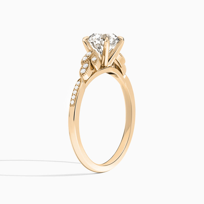 Round Aspen Lab Grown Diamond Engagement Ring In 14K Rose Gold, Angle View