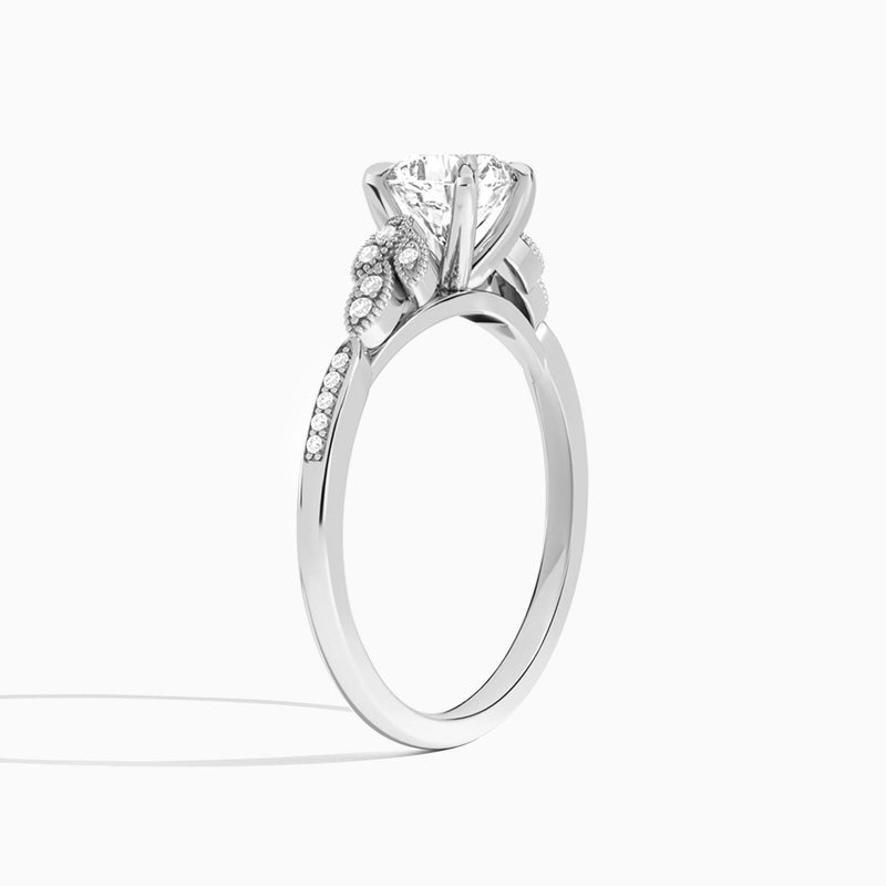 Cushion Aspen Lab Grown Diamond Engagement Ring In 14K White Gold, Angle View