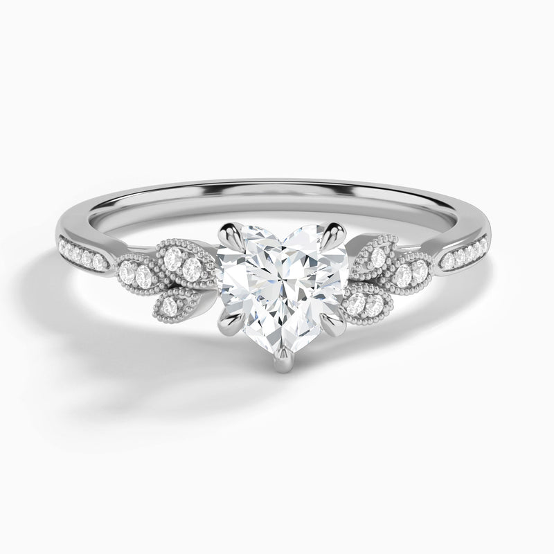 Heart Aspen Lab Grown Diamond Engagement Ring In 14K White Gold - Lucenjuri