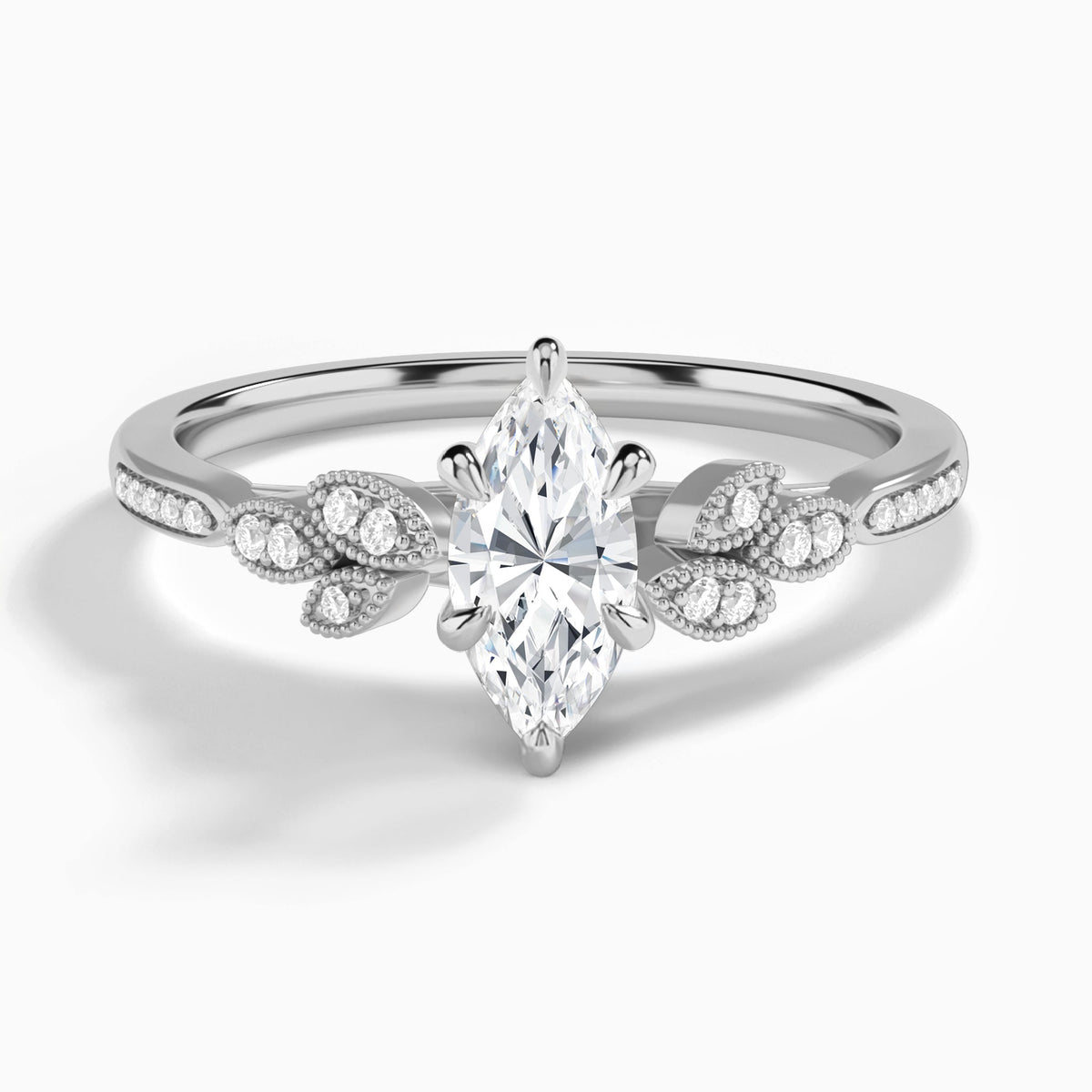 Marquise Aspen Lab Grown Diamond Engagement Ring In 14K White Gold - Lucenjuri