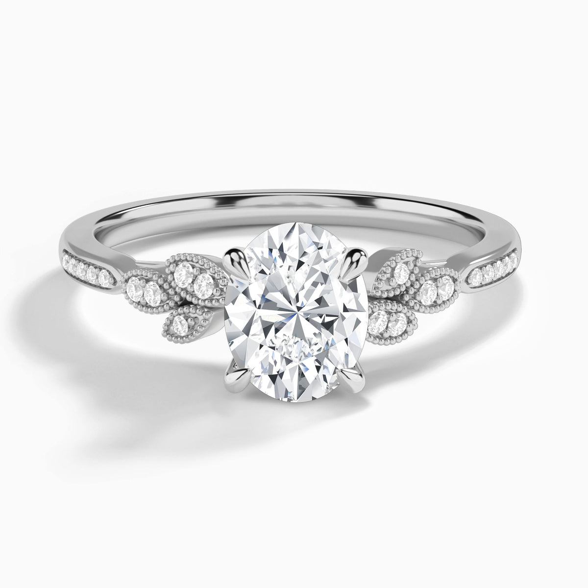 Oval Aspen Lab Grown Diamond Engagement Ring In 14K White Gold - Lucenjuri