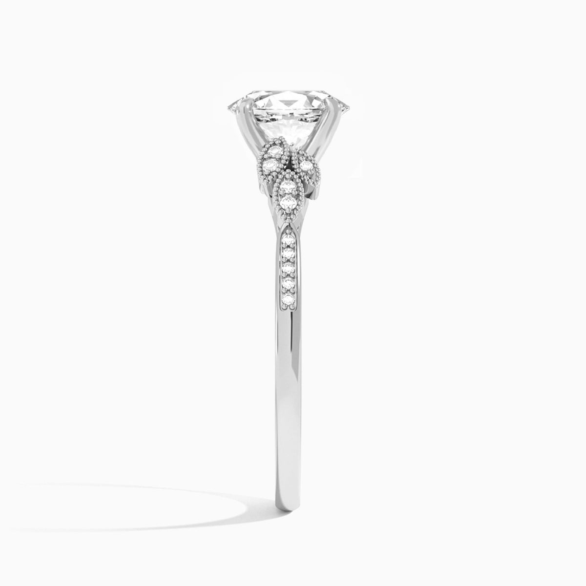Oval Aspen Lab Grown Diamond Engagement Ring In 14K White Gold, Side View