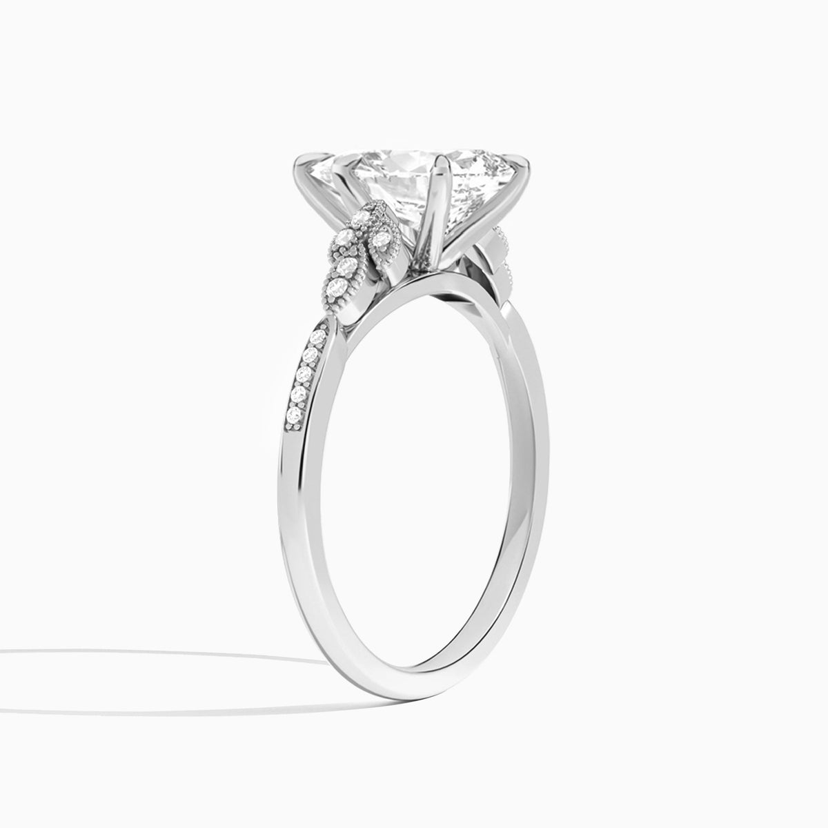 Pear Aspen Lab Grown Diamond Engagement Ring In 14K White Gold, Angle View