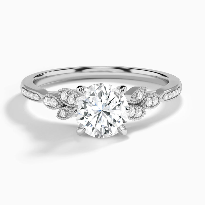 Round Aspen Lab Grown Diamond Engagement Ring In 14K White Gold - Lucenjuri