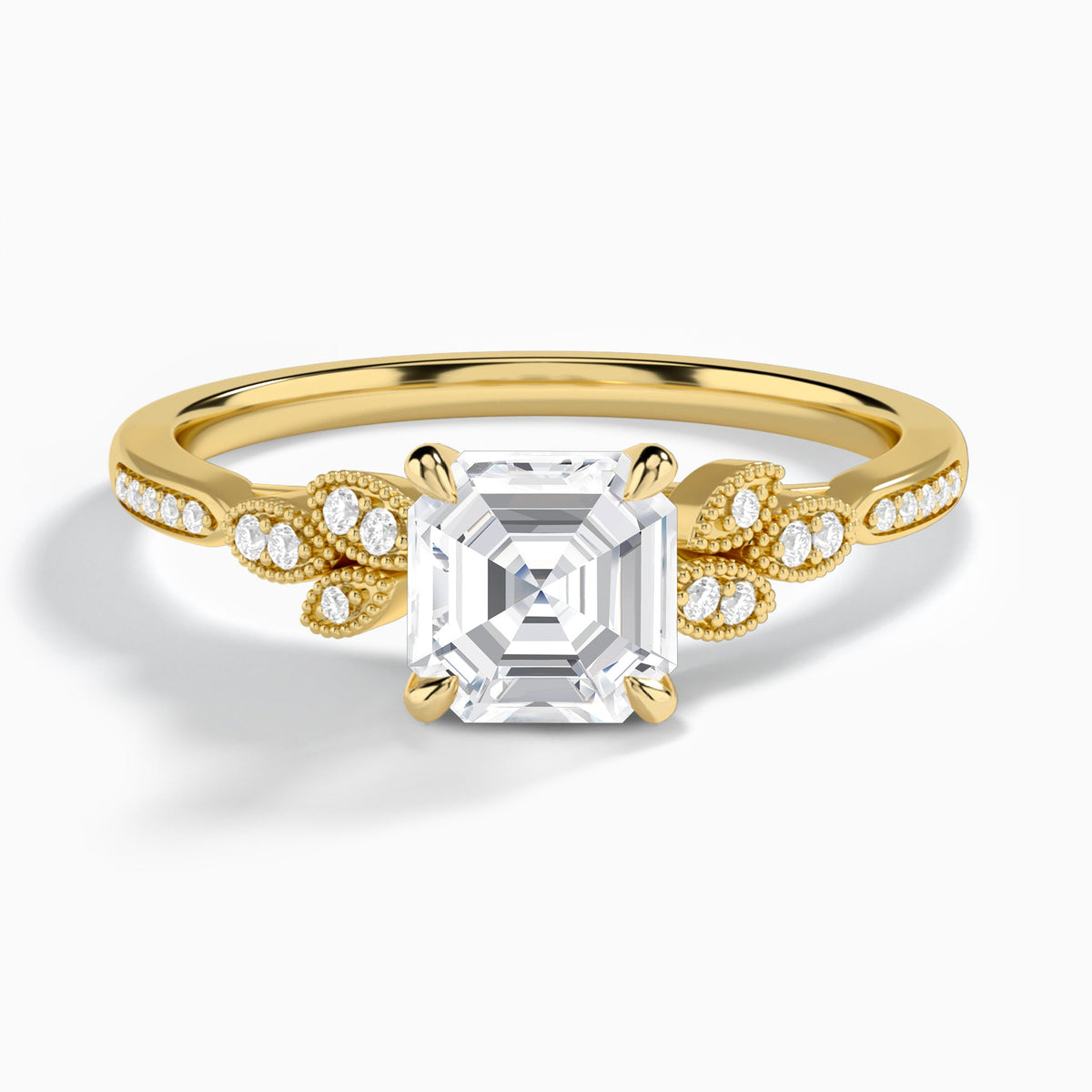 Asscher Aspen Lab Grown Diamond Engagement Ring In 14K Yellow Gold - Lucenjuri