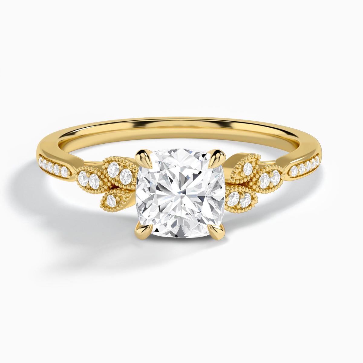 Cushion Aspen Lab Grown Diamond Engagement Ring In 18K Yellow Gold - Lucenjuri