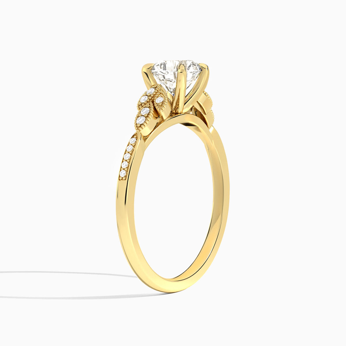 Cushion Aspen Lab Grown Diamond Engagement Ring In 18K Yellow Gold, Angle View