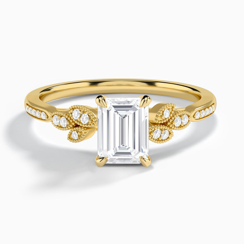 Emerald Aspen Lab Grown Diamond Engagement Ring In 18K Yellow Gold - Lucenjuri