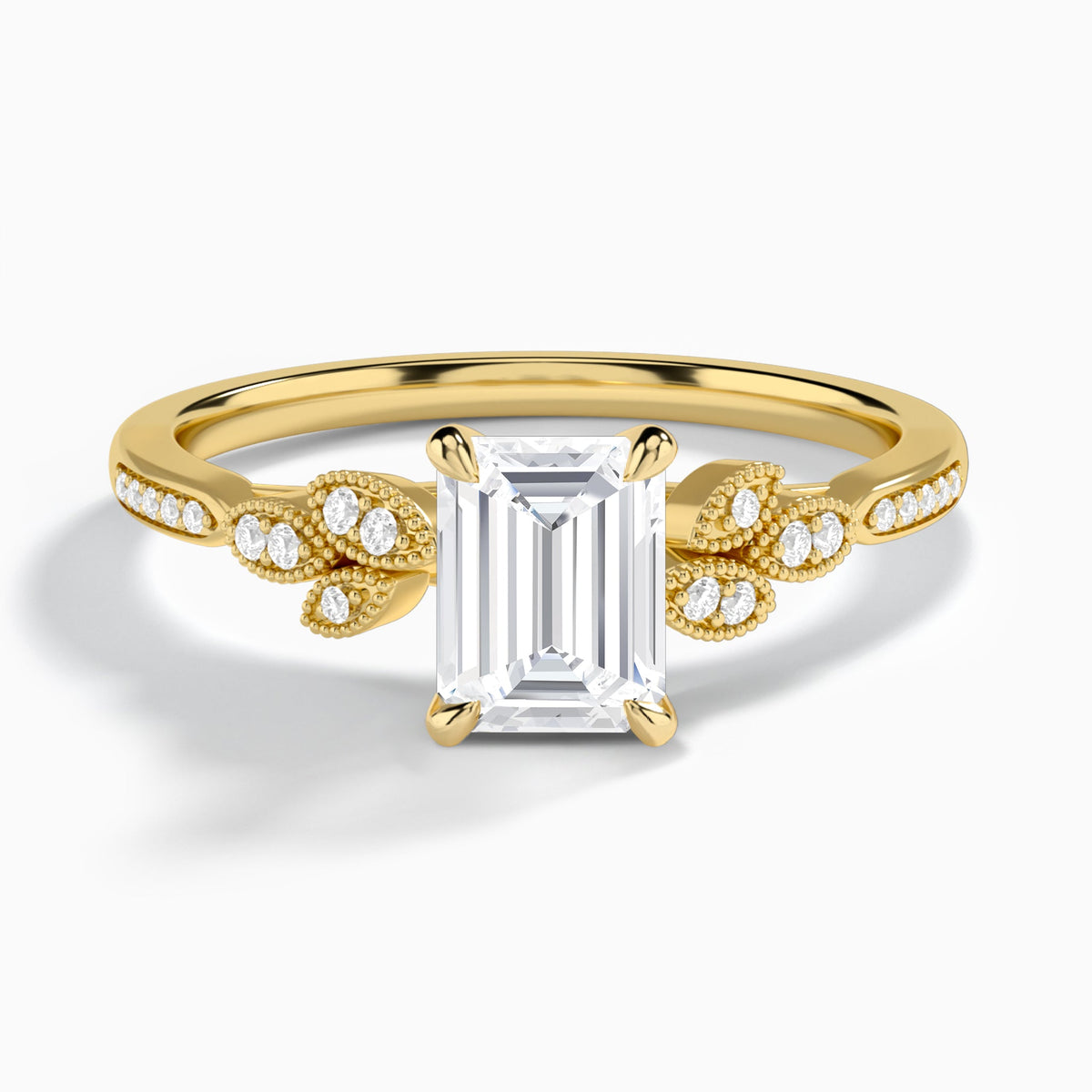Emerald Aspen Lab Grown Diamond Engagement Ring In 18K Yellow Gold - Lucenjuri