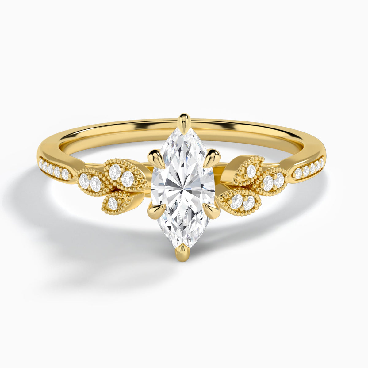 Marquise Aspen Lab Grown Diamond Engagement Ring In 18K Yellow Gold - Lucenjuri