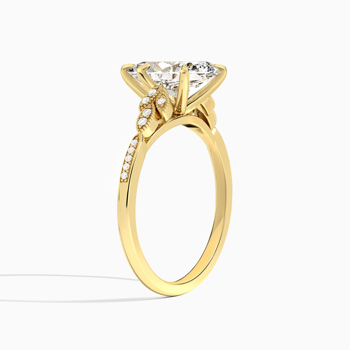 Marquise Aspen Lab Grown Diamond Engagement Ring In 14K Yellow Gold, Angle View