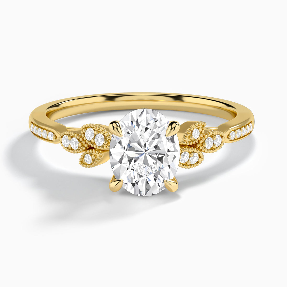 Oval Aspen Lab Grown Diamond Engagement Ring In 18K Yellow Gold - Lucenjuri