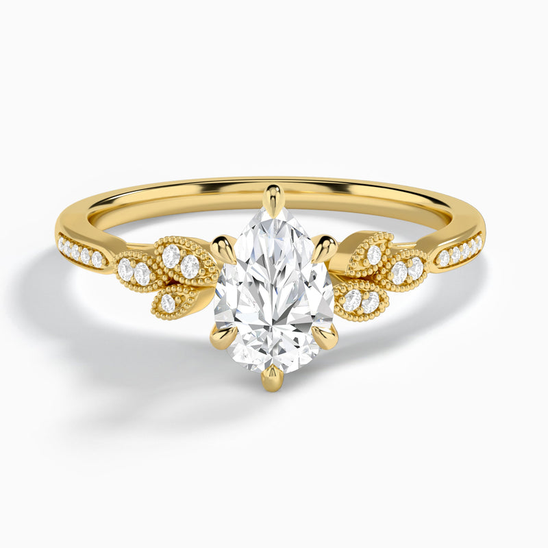 Pear Aspen Lab Grown Diamond Engagement Ring In 18K Yellow Gold - Lucenjuri