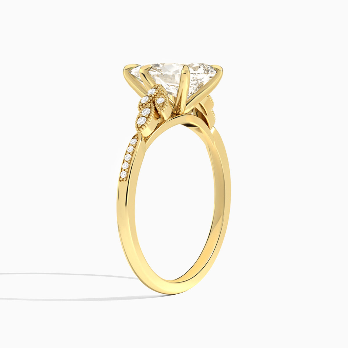Pear Aspen Lab Grown Diamond Engagement Ring In 14K Yellow Gold, Angle View