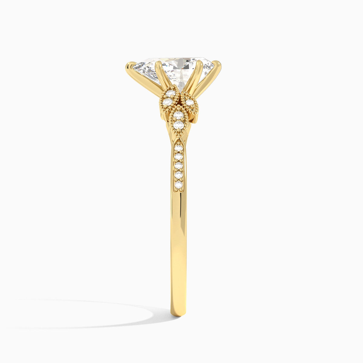 Pear Aspen Lab Grown Diamond Engagement Ring In 14K Yellow Gold, Side View