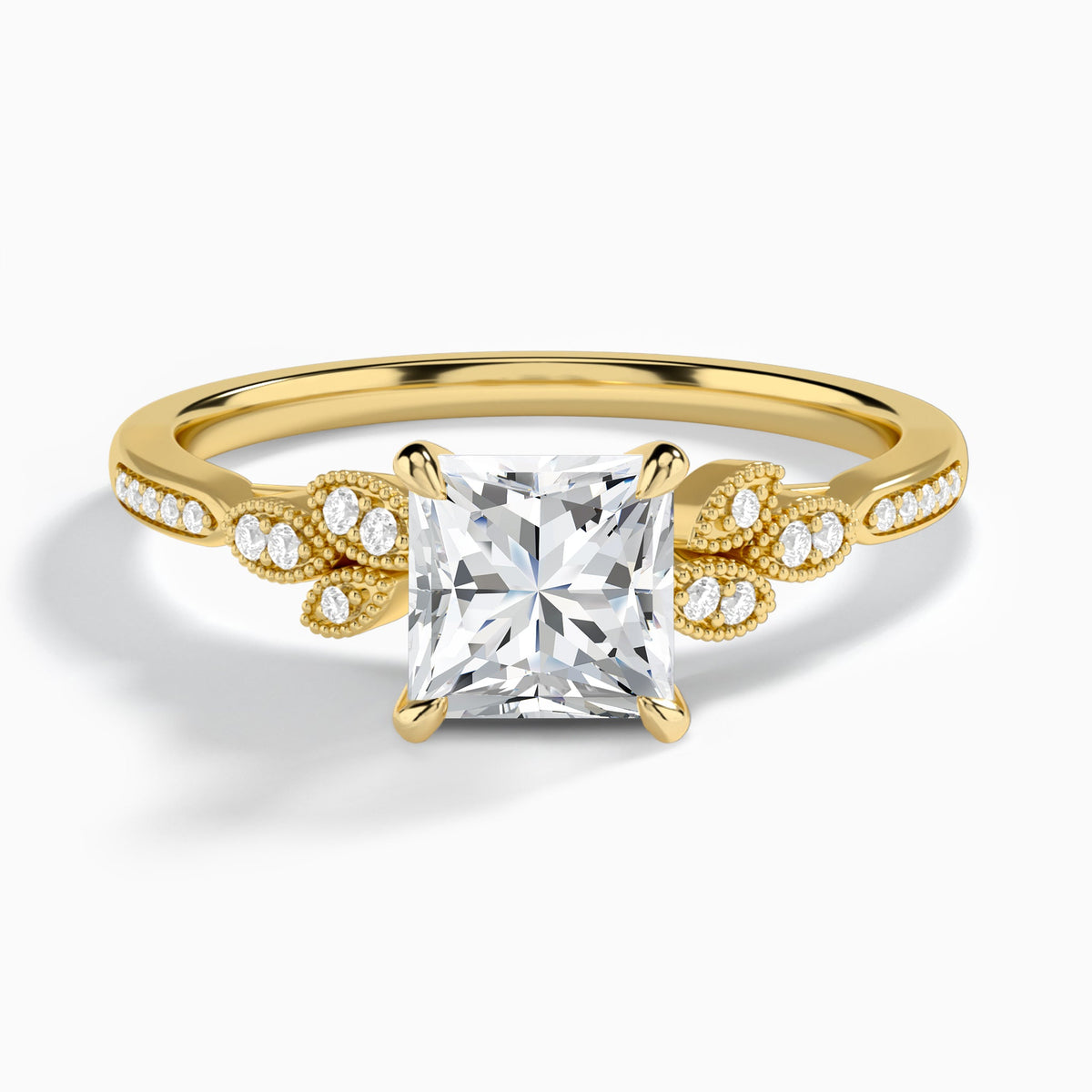 Princess Aspen Lab Grown Diamond Engagement Ring In 18K Yellow Gold - Lucenjuri