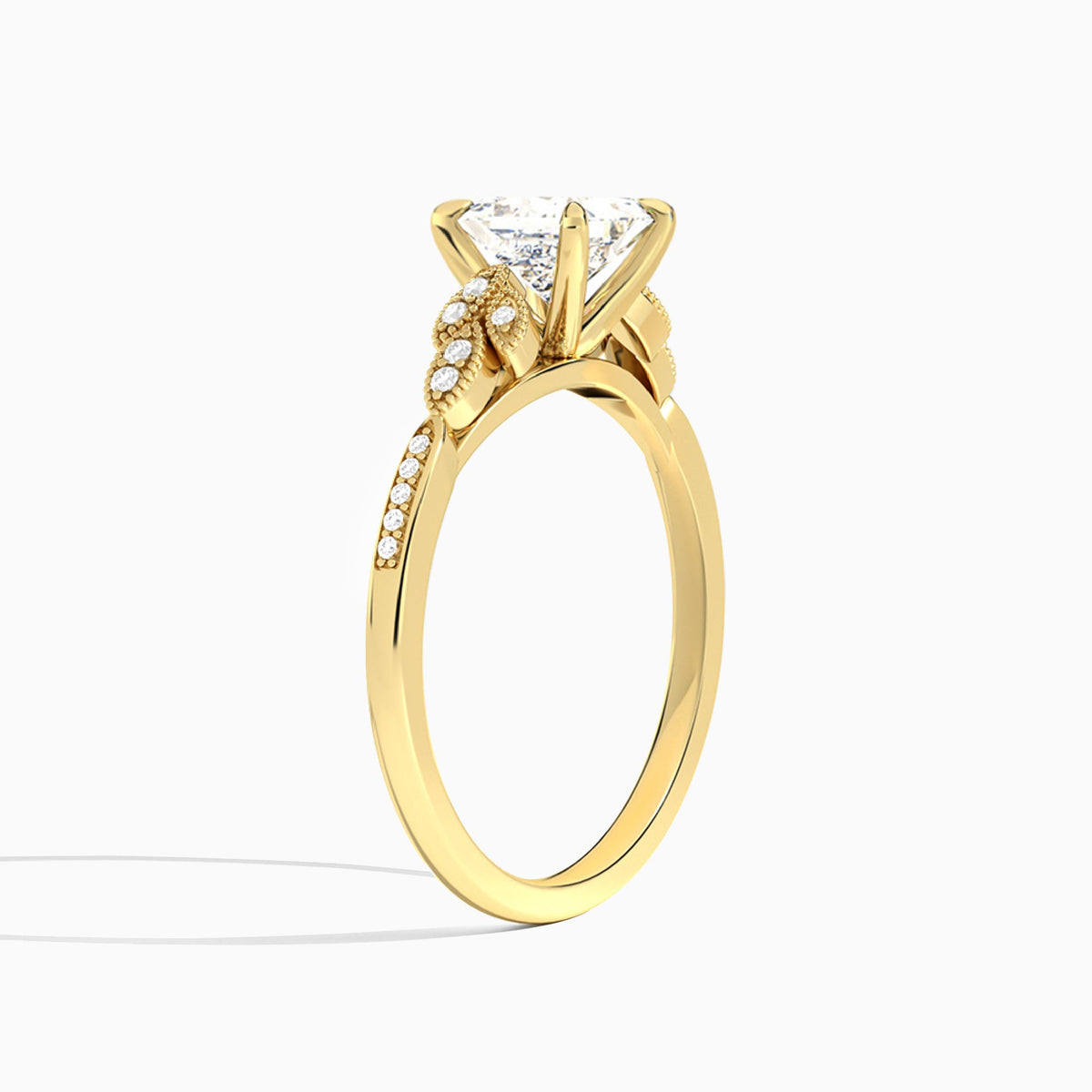 Princess Aspen Lab Grown Diamond Engagement Ring In 14K Yellow Gold, Angle View