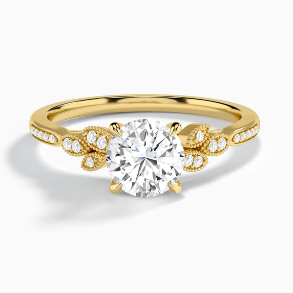 Round Aspen Lab Grown Diamond Engagement Ring In 14K Yellow Gold - Lucenjuri