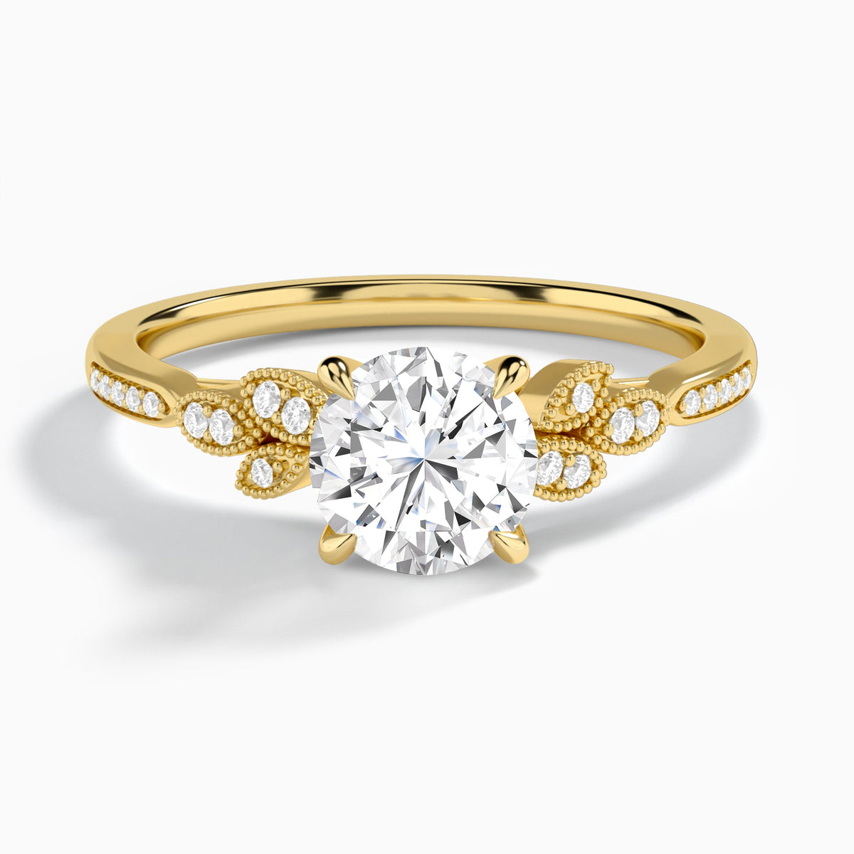 Round Aspen Lab Grown Diamond Engagement Ring In 18K Yellow Gold - Lucenjuri