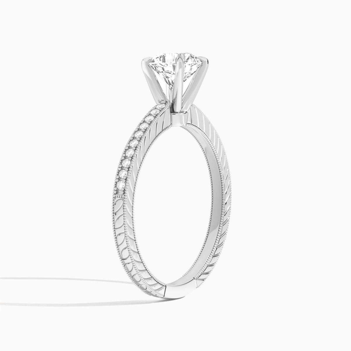 Cushion Carla Lab Grown Diamond Engagement Ring In Platinum, Angle View
