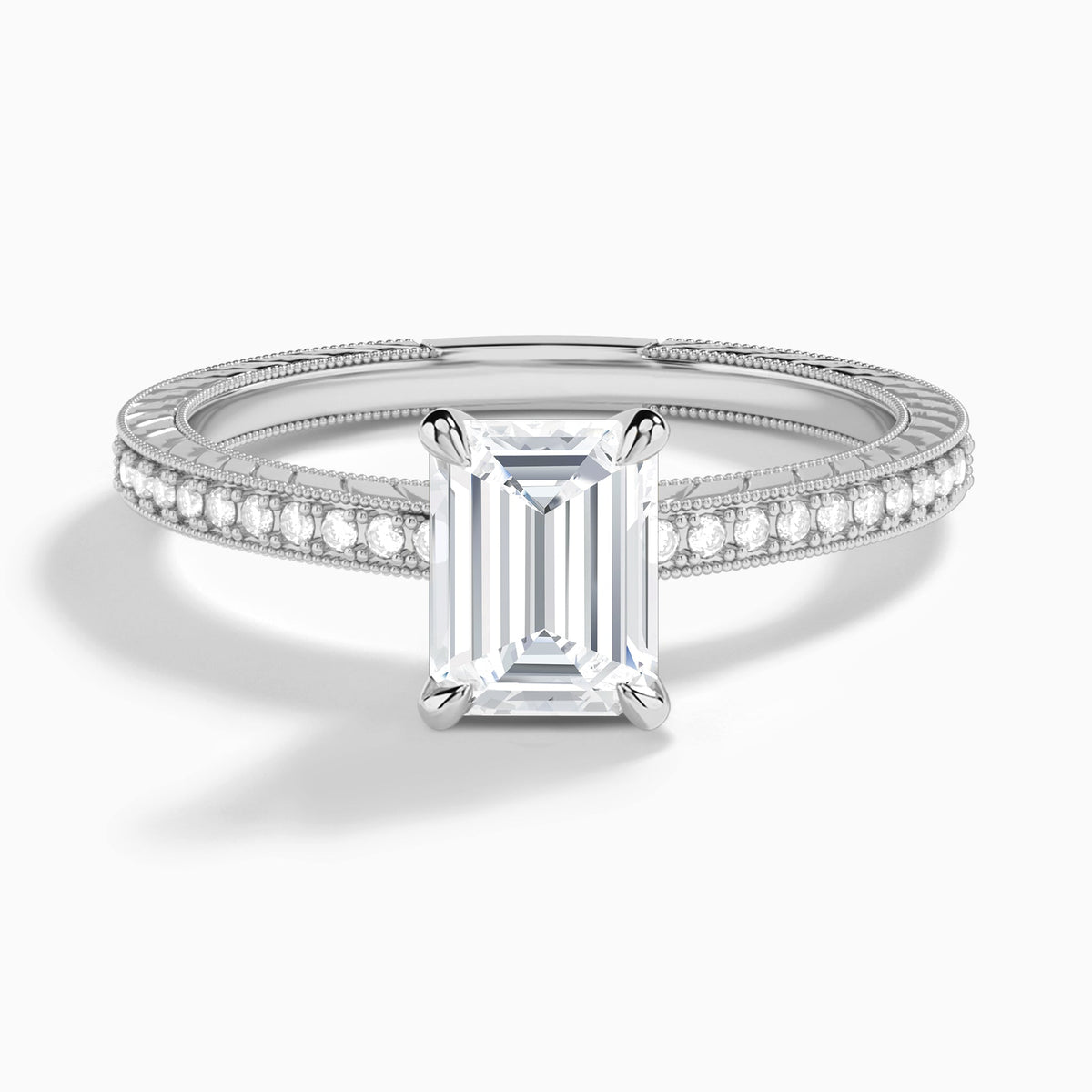 Emerald Carla Lab Grown Diamond Engagement Ring In Platinum - Lucenjuri