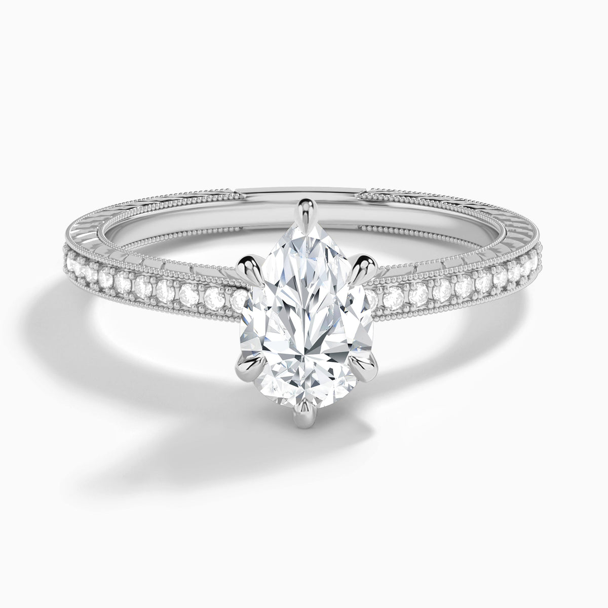 Pear Carla Lab Grown Diamond Engagement Ring In Platinum - Lucenjuri