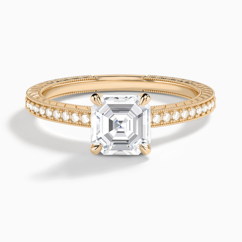 Asscher Carla Lab Grown Diamond Engagement Ring In 14K Rose Gold - Lucenjuri