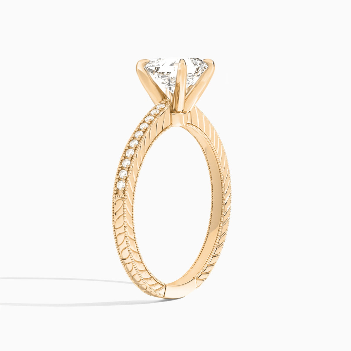 Asscher Carla Lab Grown Diamond Engagement Ring In 14K Rose Gold, Angle View