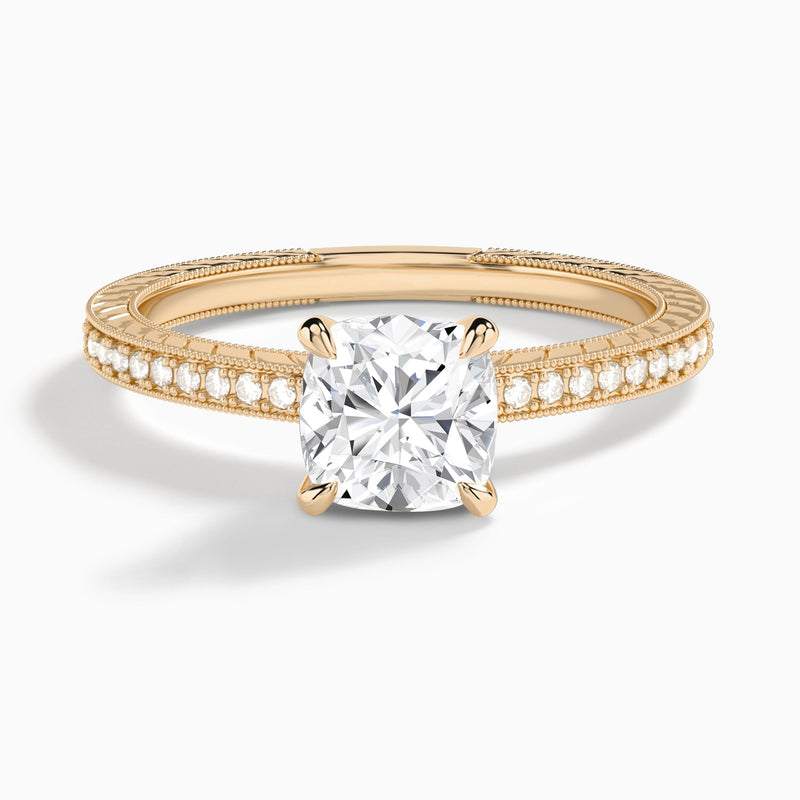 Cushion Carla Lab Grown Diamond Engagement Ring In 14K Rose Gold - Lucenjuri
