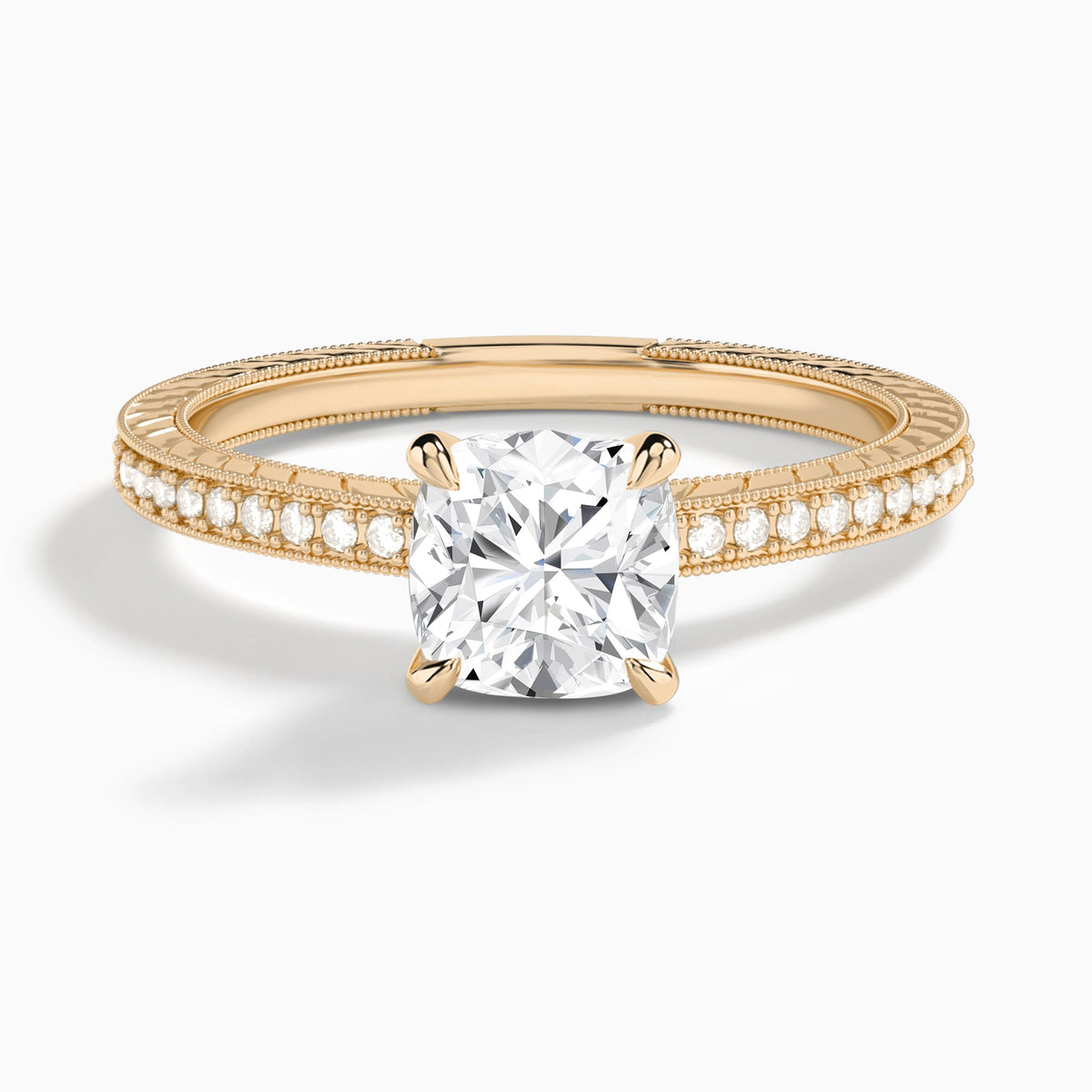 Cushion Carla Lab Grown Diamond Engagement Ring In 14K Rose Gold - Lucenjuri