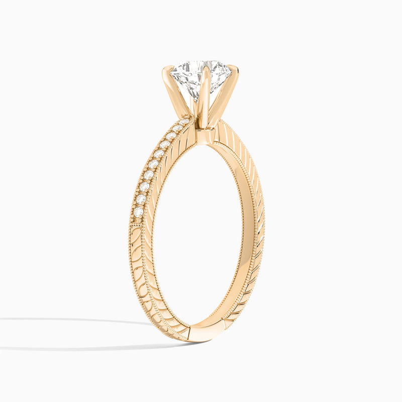Cushion Carla Lab Grown Diamond Engagement Ring In 14K Rose Gold, Angle View