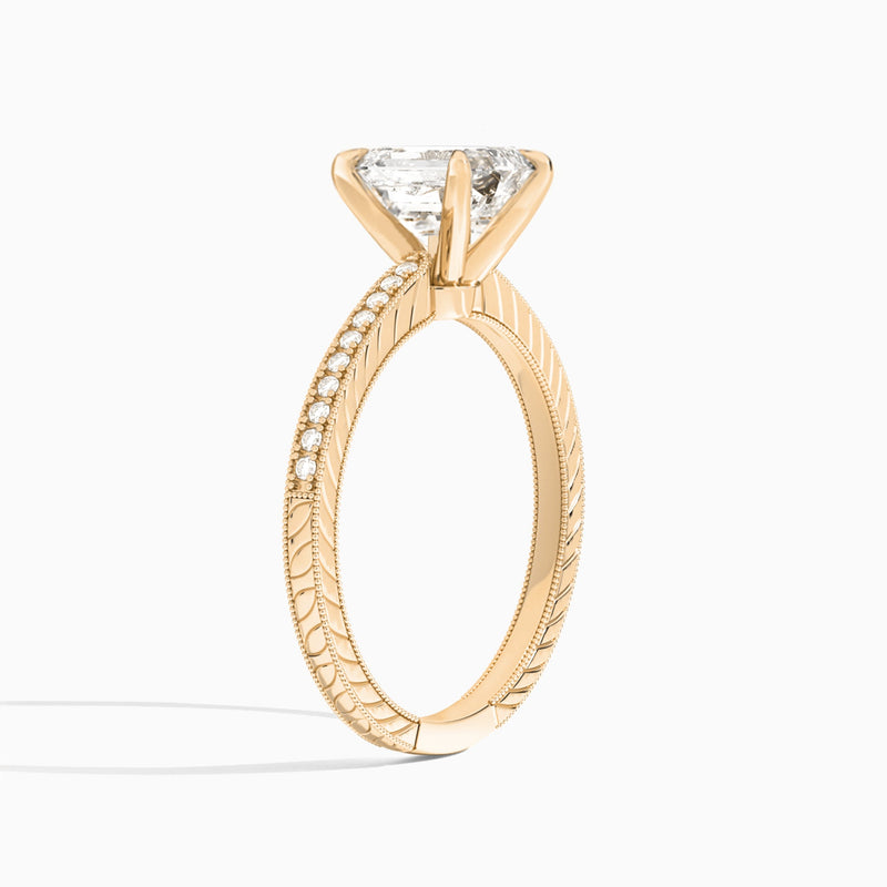 Emerald Carla Lab Grown Diamond Engagement Ring In 14K Rose Gold, Angle View