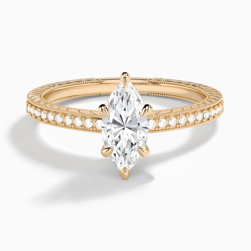 Marquise Carla Lab Grown Diamond Engagement Ring In 14K Rose Gold - Lucenjuri