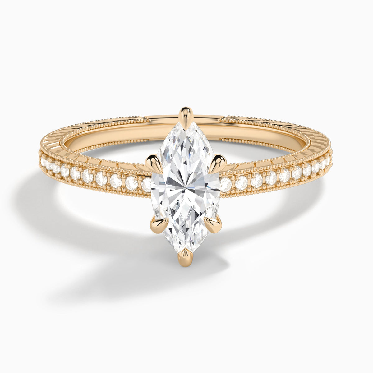 Marquise Carla Lab Grown Diamond Engagement Ring In 14K Rose Gold - Lucenjuri