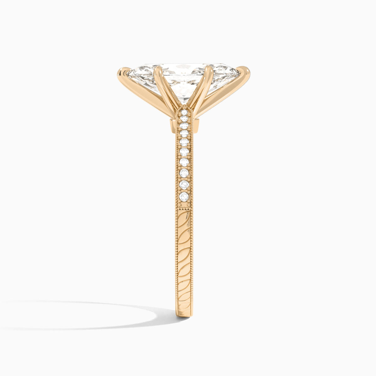 Marquise Carla Lab Grown Diamond Engagement Ring In 14K Rose Gold, Side View