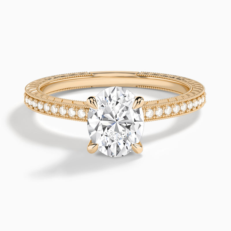 Oval Carla Lab Grown Diamond Engagement Ring In 14K Rose Gold - Lucenjuri