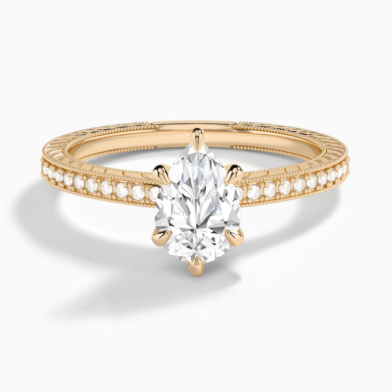 Pear Carla Lab Grown Diamond Engagement Ring In 14K Rose Gold - Lucenjuri