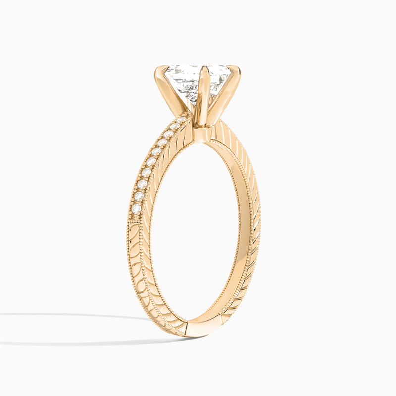 Princess Carla Lab Grown Diamond Engagement Ring In 14K Rose Gold, Angle View