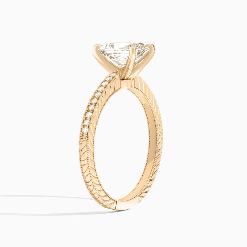 Radiant Carla Lab Grown Diamond Engagement Ring In 14K Rose Gold, Angle View
