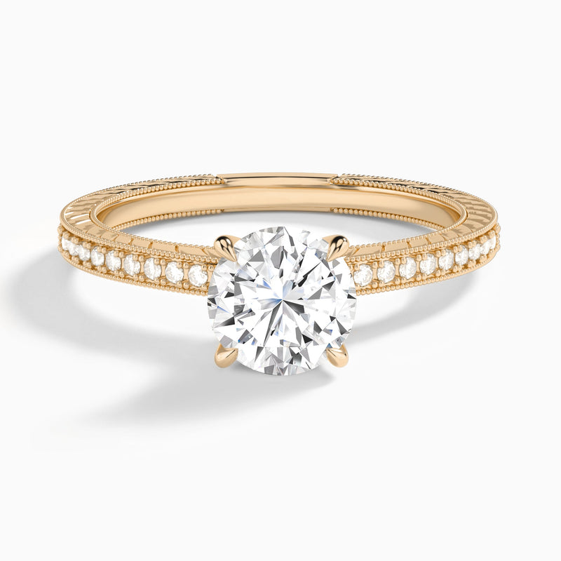 Round Carla Lab Grown Diamond Engagement Ring In 14K Rose Gold - Lucenjuri