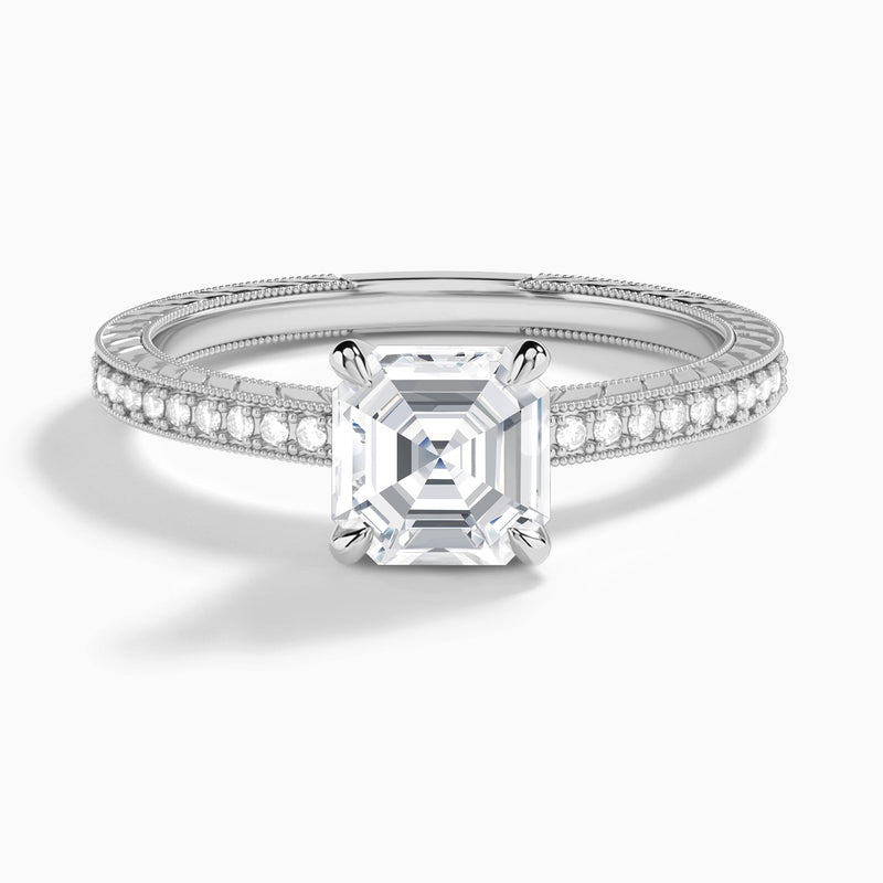 Asscher Carla Lab Grown Diamond Engagement Ring In 14K White Gold - Lucenjuri