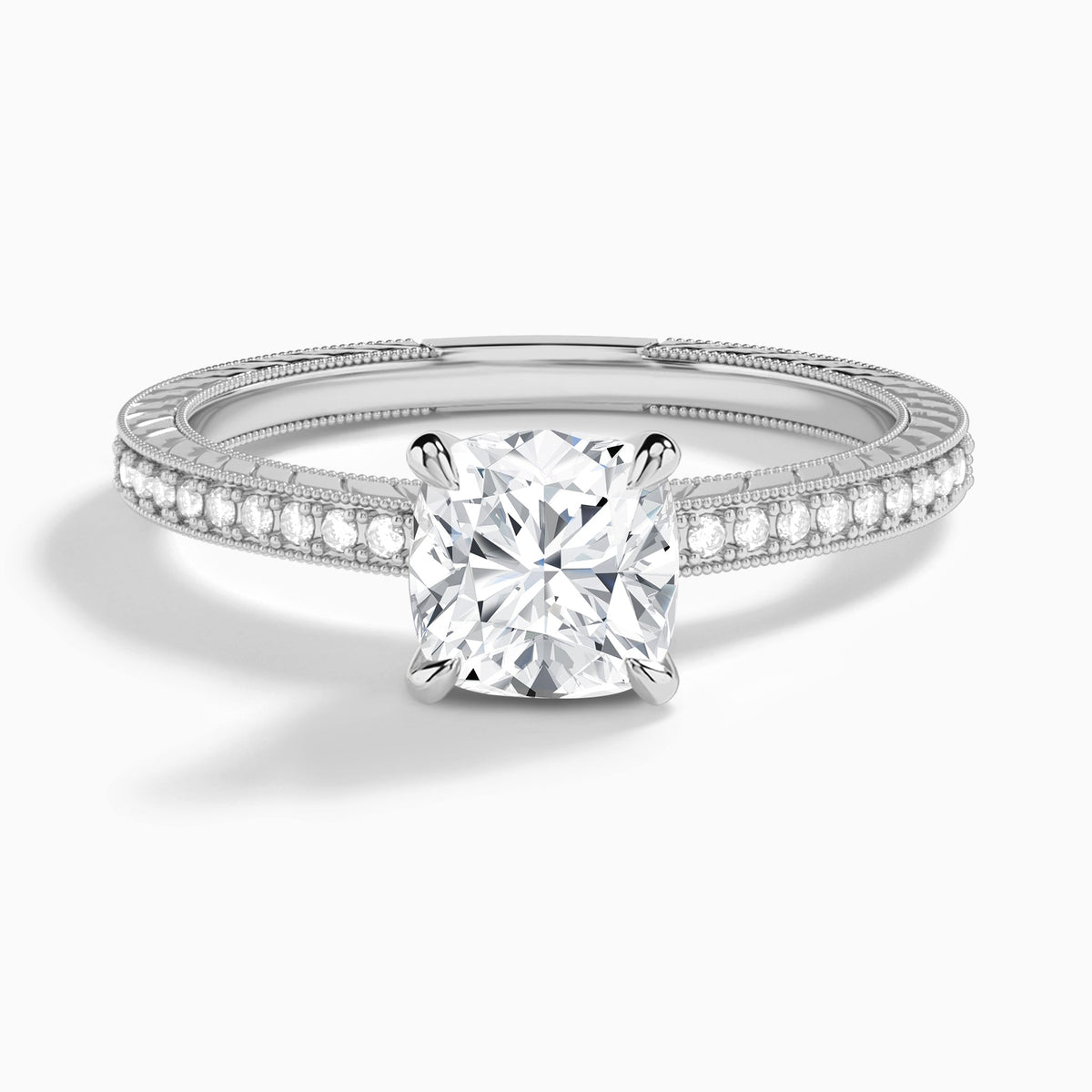 Cushion Carla Lab Grown Diamond Engagement Ring In 18K White Gold - Lucenjuri