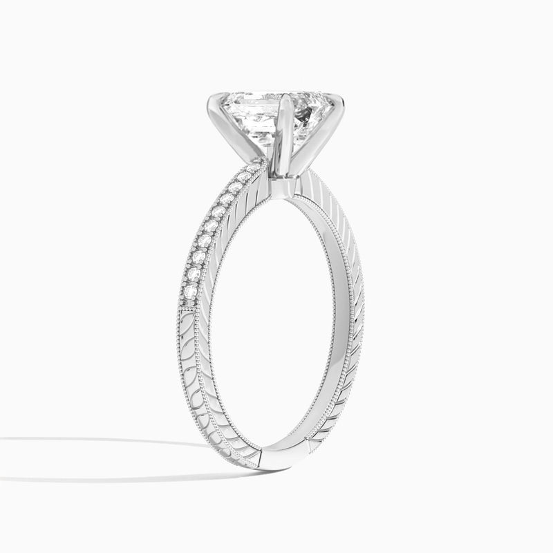 Emerald Carla Lab Grown Diamond Engagement Ring In 18K White Gold, Angle View