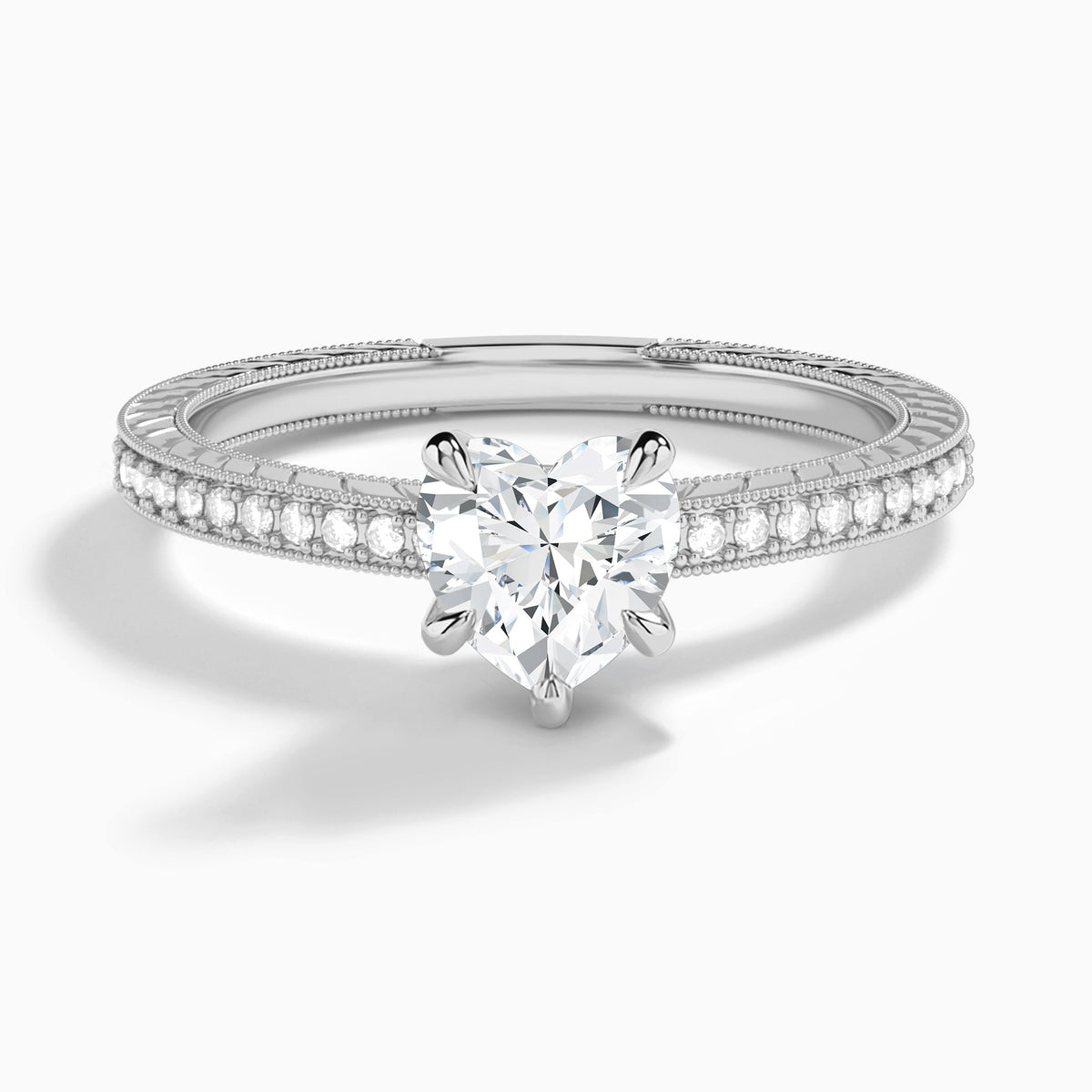 Heart Carla Lab Grown Diamond Engagement Ring In 14K White Gold - Lucenjuri