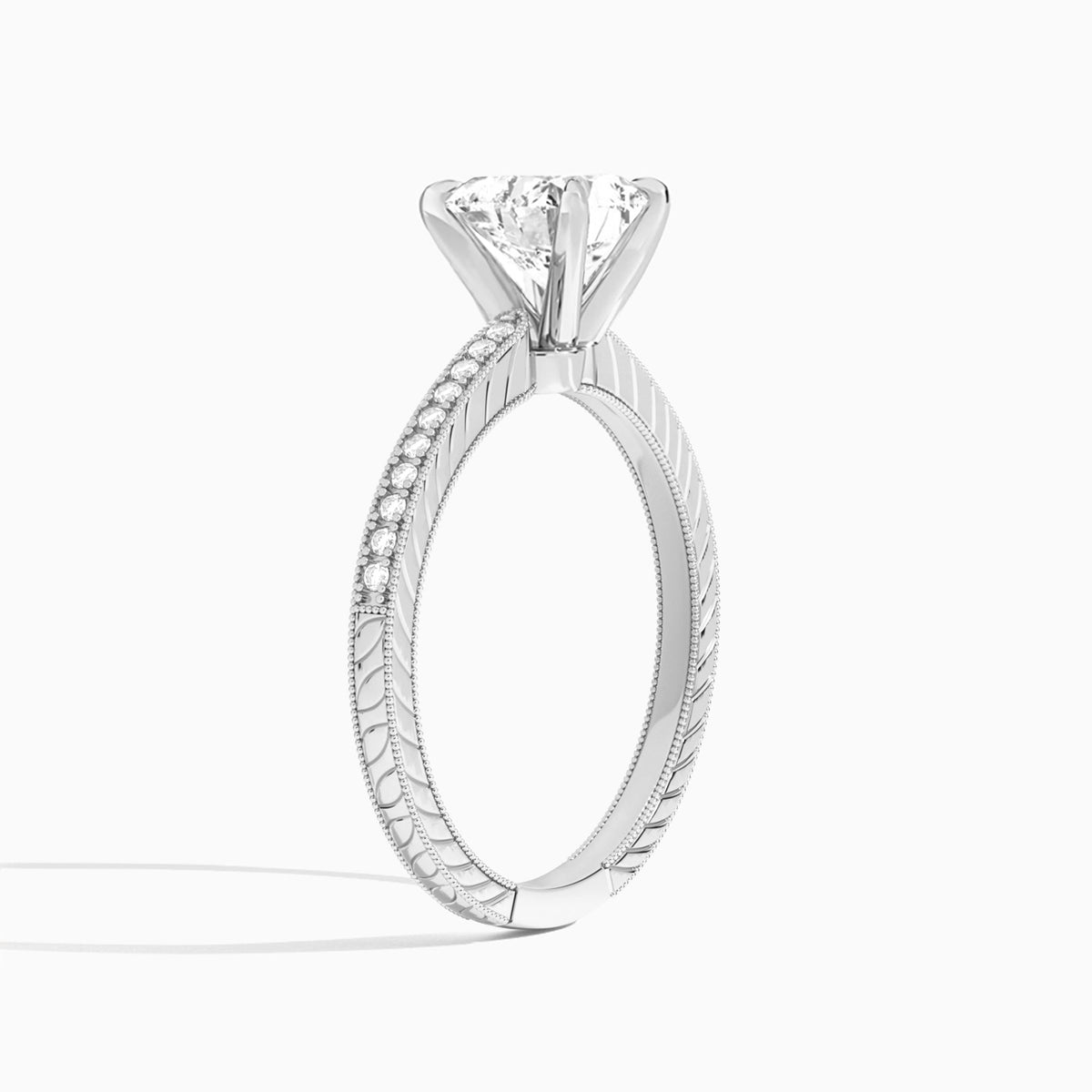 Heart Carla Lab Grown Diamond Engagement Ring In 18K White Gold, Angle View